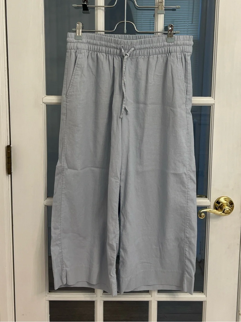 BANANA REPUBLIC Women’s Light Blue Linen Blend Drawstring Wide Leg Crop Pants